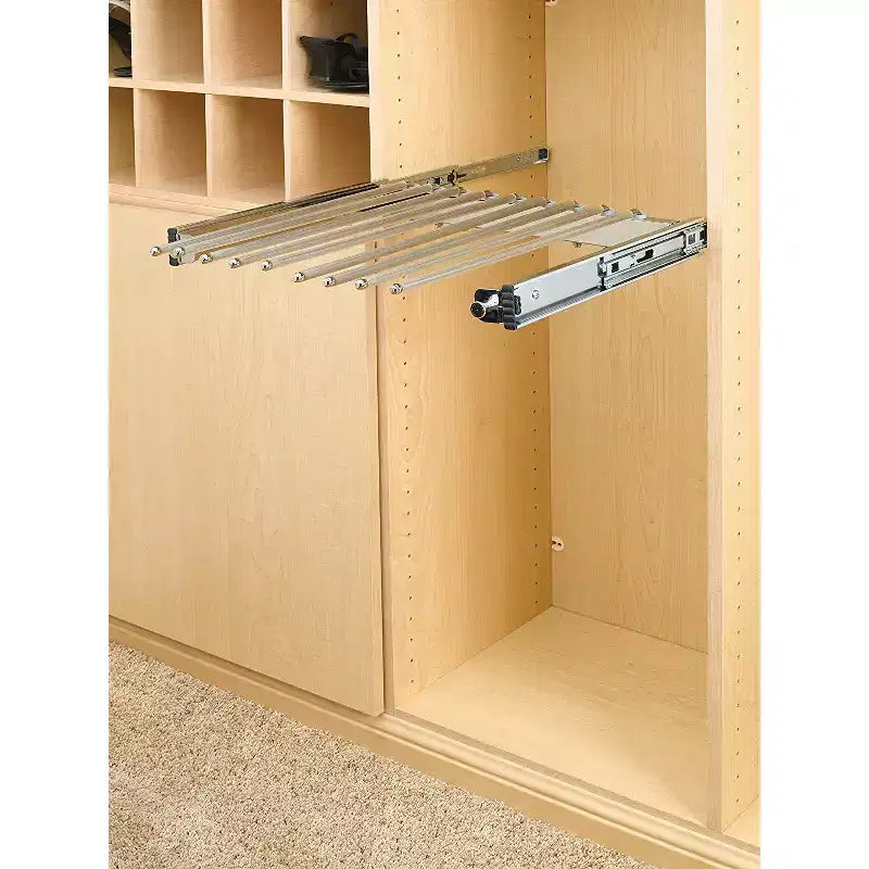 Cadre coulissant de 24 po pour 9 paires de pantalons, support de rangement pour placard, organisation de l'espace, Chrome, PSC-2414CR