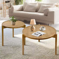 Ensemble de 2 tables basses gigognes rondes en bois, table d'appoint ronde en bois massif