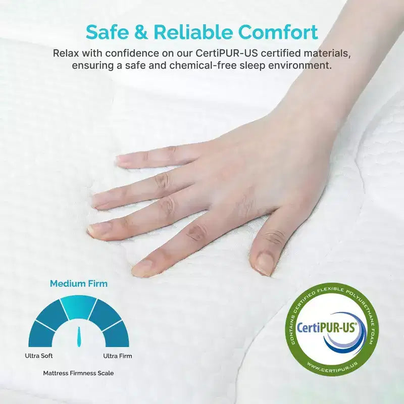 Matelas hybride rafraîchissant à 8 ressorts ensachés et 5 zones d'isolation des mouvements, avec ressorts plus épais pour un soutien durable - Fermeté moyenne - Compatible avec les lits plateformes