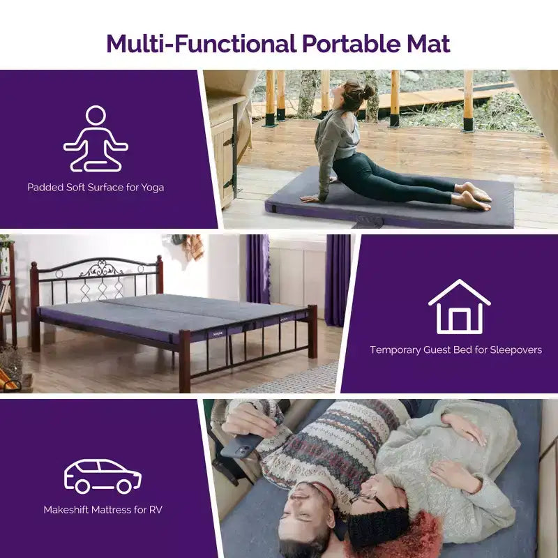 Matelas d'extérieur de 10 cm pour camping et VR avec poche latérale, imperméable, portable, pliable