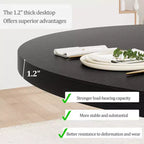 Table à manger ronde de 120 cm pour 4-6 personnes, table de cuisine en bois noir avec pied central et pieds réglables