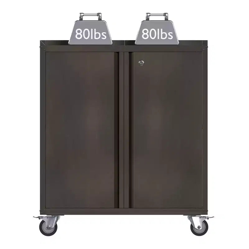 AOBABO Armoire de rangement à dossiers en acier verrouillable avec étagères réglables et roulettes pour l'organisation à la maison, à l'école, au bureau et dans le garage, Noir