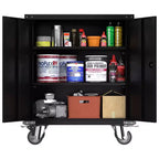AOBABO Armoire de rangement à dossiers en acier verrouillable avec étagères réglables et roulettes pour l'organisation à la maison, à l'école, au bureau et dans le garage, Noir