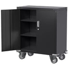 AOBABO Armoire de rangement à dossiers en acier verrouillable avec étagères réglables et roulettes pour l'organisation à la maison, à l'école, au bureau et dans le garage, Noir