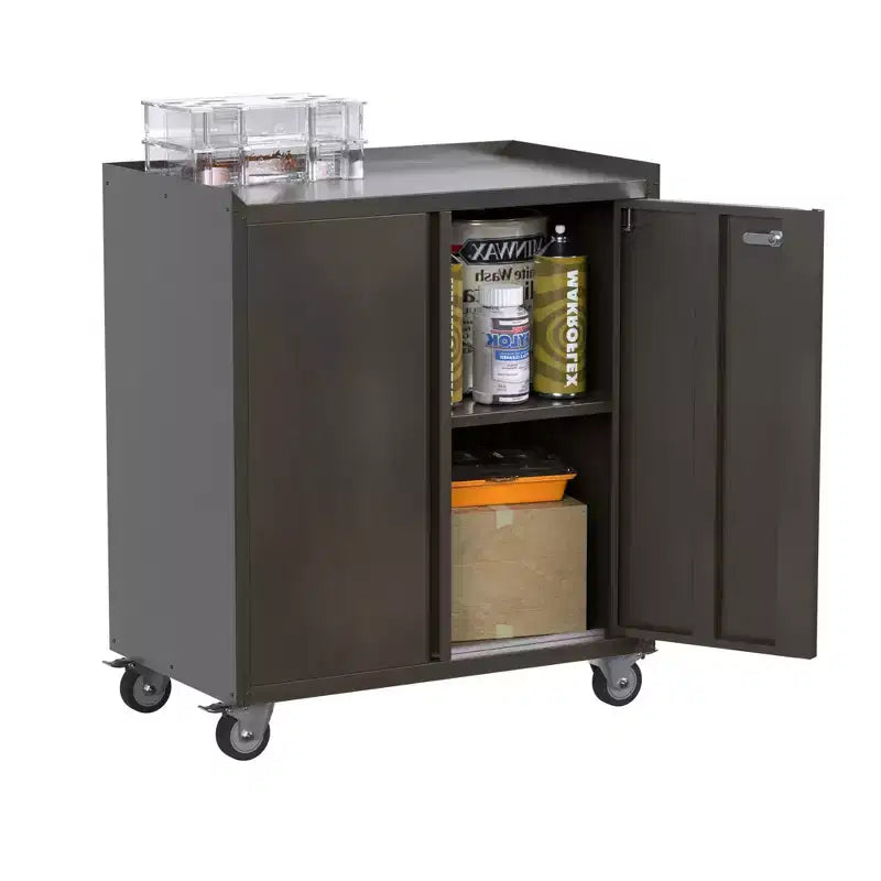 AOBABO Armoire de rangement à dossiers en acier verrouillable avec étagères réglables et roulettes pour l'organisation à la maison, à l'école, au bureau et dans le garage, Noir