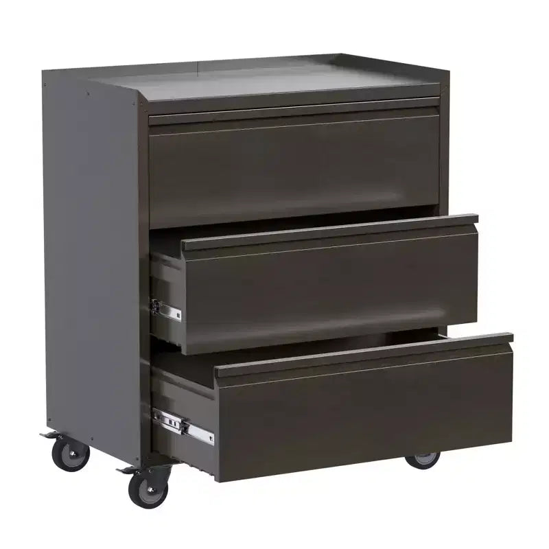 AOBABO Armoire de rangement à dossiers en acier verrouillable avec étagères réglables et roulettes pour l'organisation à la maison, à l'école, au bureau et dans le garage, Noir