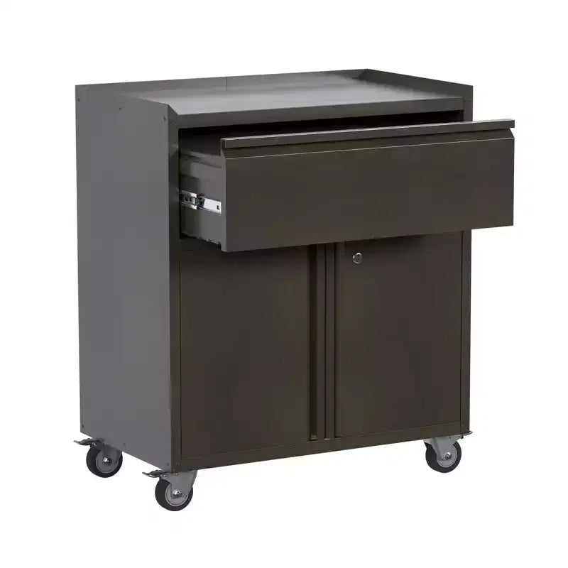 AOBABO Armoire de rangement à dossiers en acier verrouillable avec étagères réglables et roulettes pour l'organisation à la maison, à l'école, au bureau et dans le garage, Noir