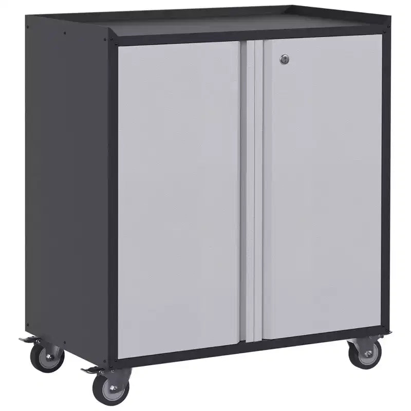 AOBABO Armoire de rangement à dossiers en acier verrouillable avec étagères réglables et roulettes pour l'organisation à la maison, à l'école, au bureau et dans le garage, Noir