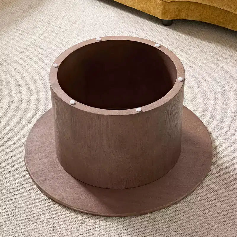 Tables basses gigognes (lot de 2), tables basses rondes en MDF pour salon, appartement, espace détente, noyer