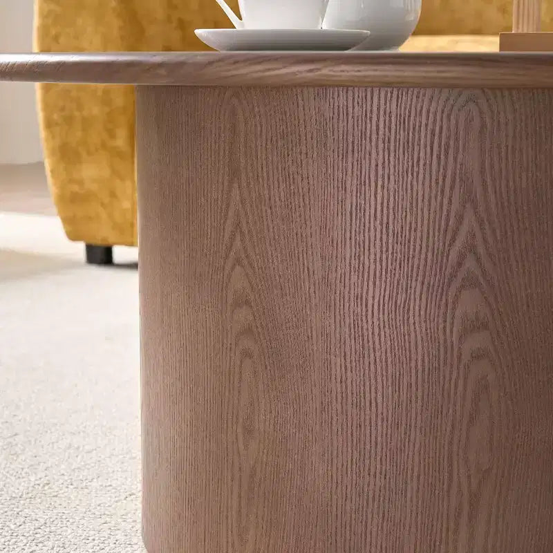 Tables basses gigognes (lot de 2), tables basses rondes en MDF pour salon, appartement, espace détente, noyer