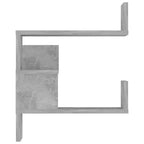 Étagère d'angle murale en bois d'ingénierie gris béton 40x40x50 cm