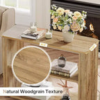 Table d'appoint étroite, table de bout à 3 niveaux avec étagères de rangement, table de chevet de style ferme pour chambre à coucher, salon, petits espaces, canapé, couleur naturelle