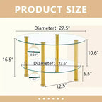 Table basse contemporaine minimaliste à double plateau en verre trempé de 27,5 pouces, pieds en acier inoxydable plaqué or avec rangement