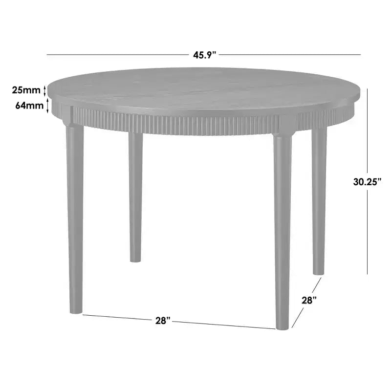 Table de salle à manger Astroria 46 ronde à jupe cannelée
