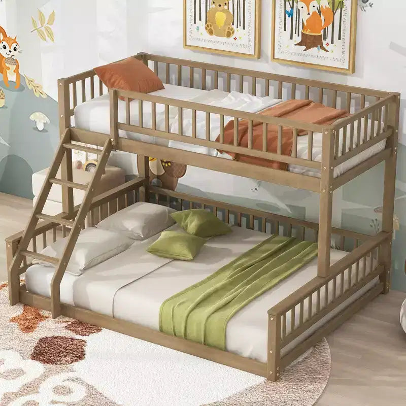 Lit en bois Twin XL avec garde-corps, échelle, montage facile