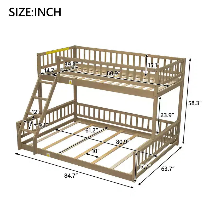 Lit en bois Twin XL avec garde-corps, échelle, montage facile