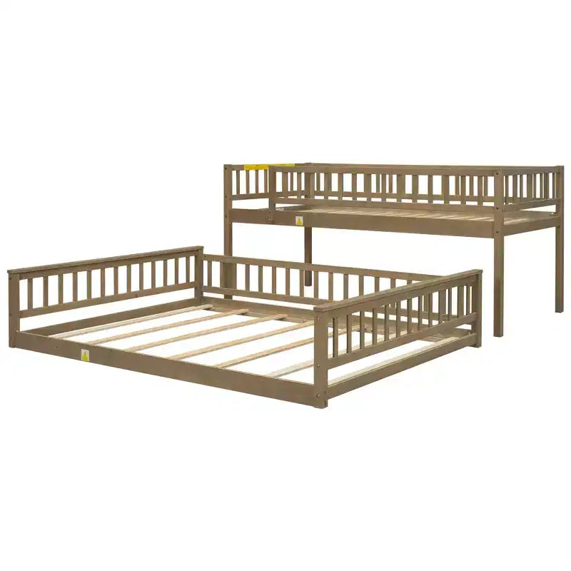 Lit en bois Twin XL avec garde-corps, échelle, montage facile