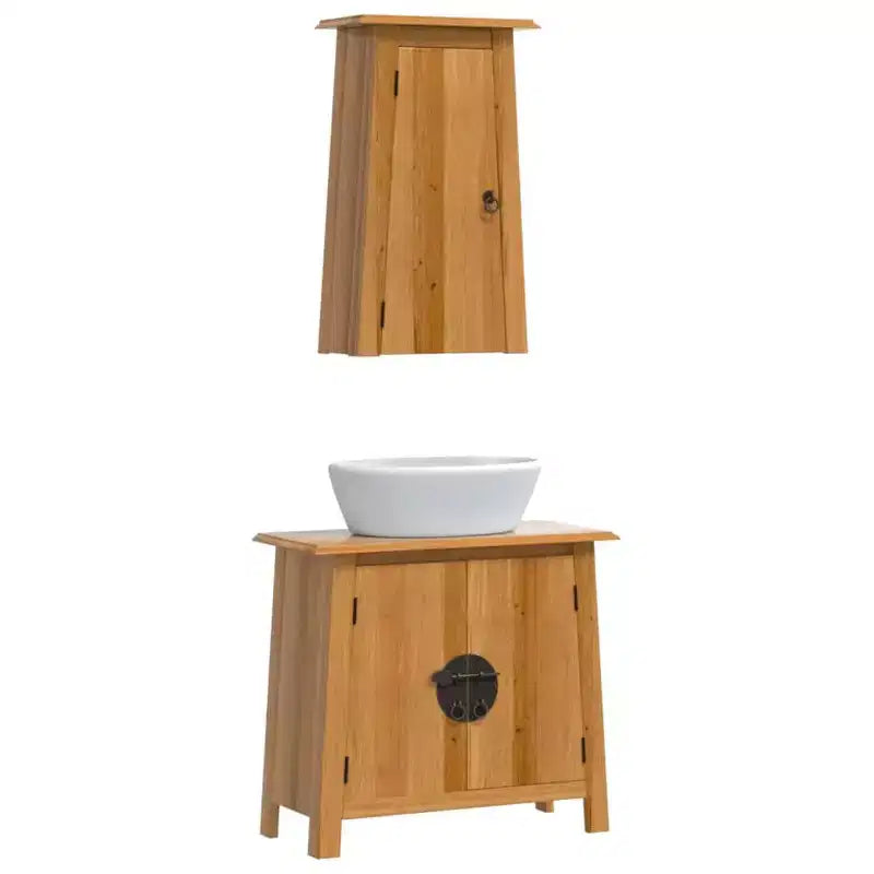 Ensemble de meubles de salle de bain en bois de pin massif moyen