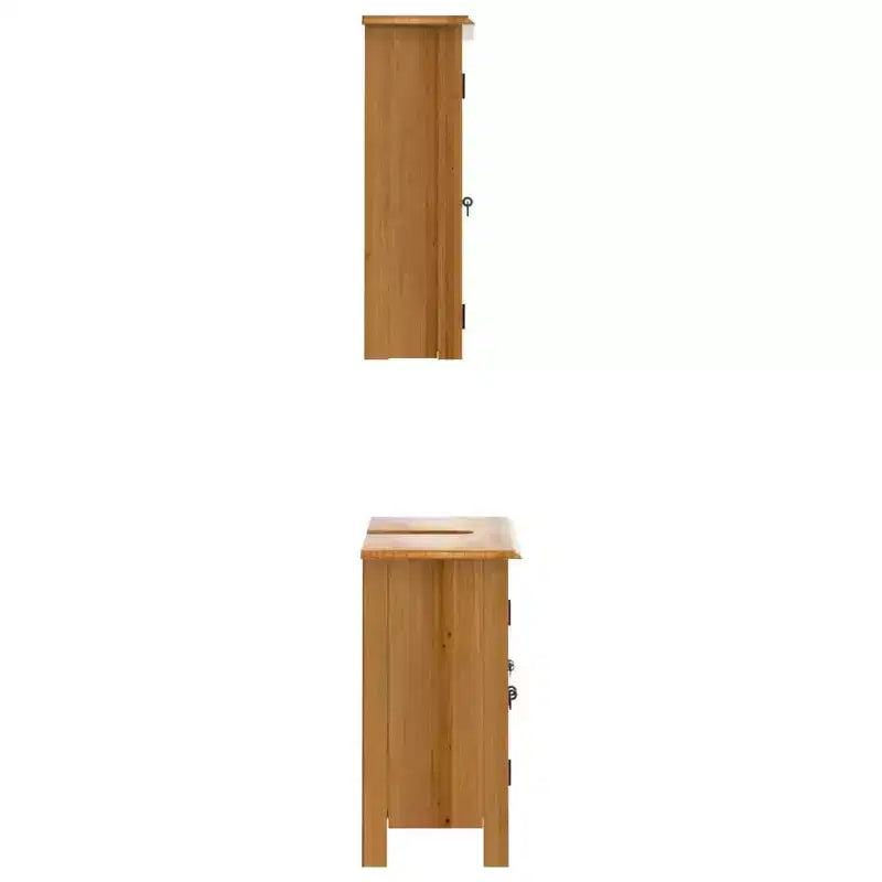 Ensemble de meubles de salle de bain en bois de pin massif moyen
