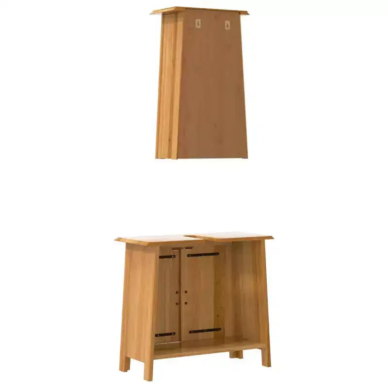 Ensemble de meubles de salle de bain en bois de pin massif moyen