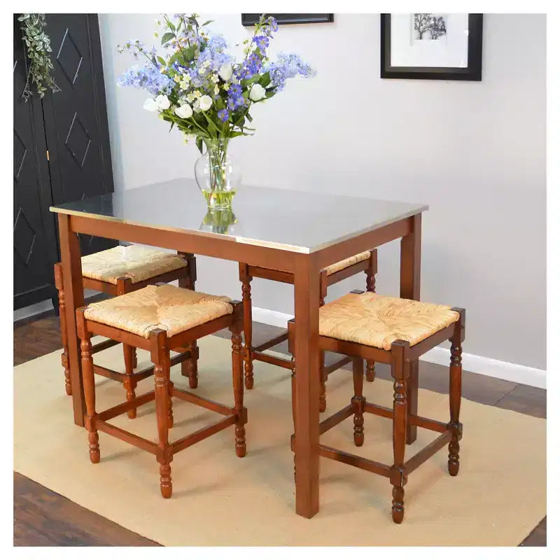 Tabouret de bar Turner de 61 cm (hauteur de comptoir) Noyer: Cadre en bois d'hévéa, Assise carrée