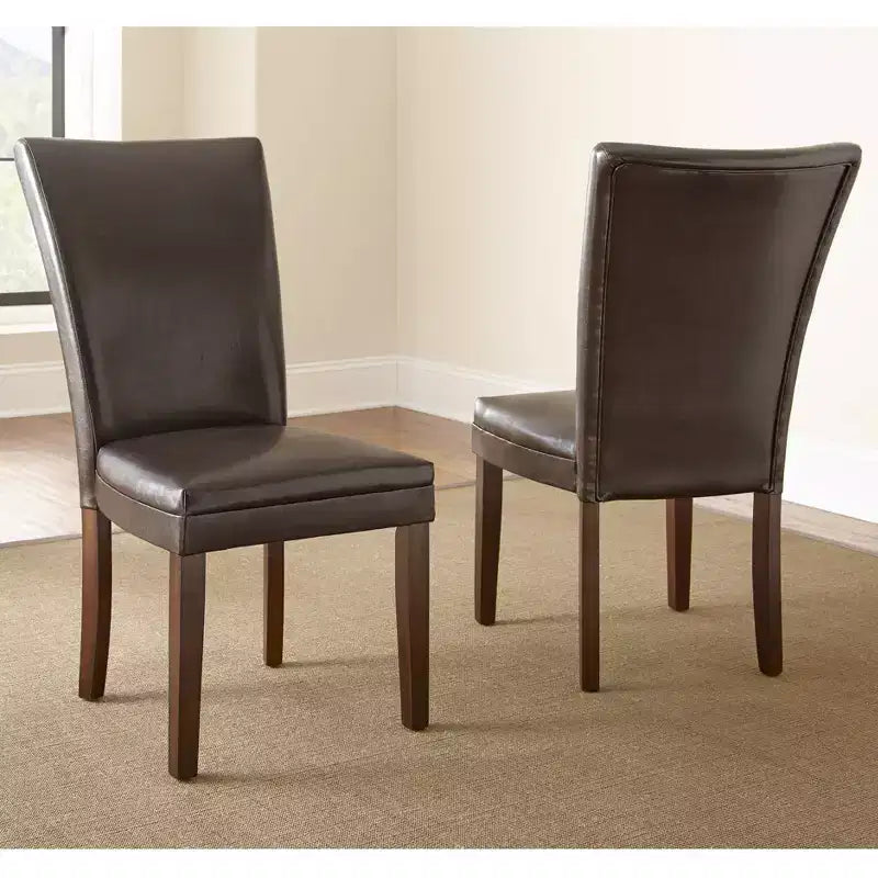 Lot de 2 chaises Parsons Talbot marron : Rembourrées, aucun assemblage requis, pieds en bois, rembourrage en mousse