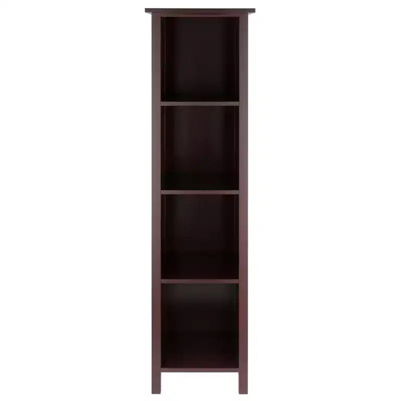 Étagère de rangement ou bibliothèque Milan 5 niveaux de 142,19 cm, noyer foncé : Composite MDF moderne du milieu du siècle