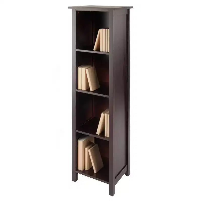 Étagère de rangement ou bibliothèque Milan 5 niveaux de 142,19 cm, noyer foncé : Composite MDF moderne du milieu du siècle
