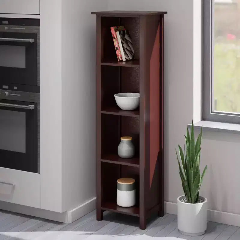 Étagère de rangement ou bibliothèque Milan 5 niveaux de 142,19 cm, noyer foncé : Composite MDF moderne du milieu du siècle
