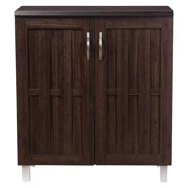 Bahut de rangement moderne et contemporain Excel – Brun foncé : Étagères fixes, bois composite, meubles de cuisine
