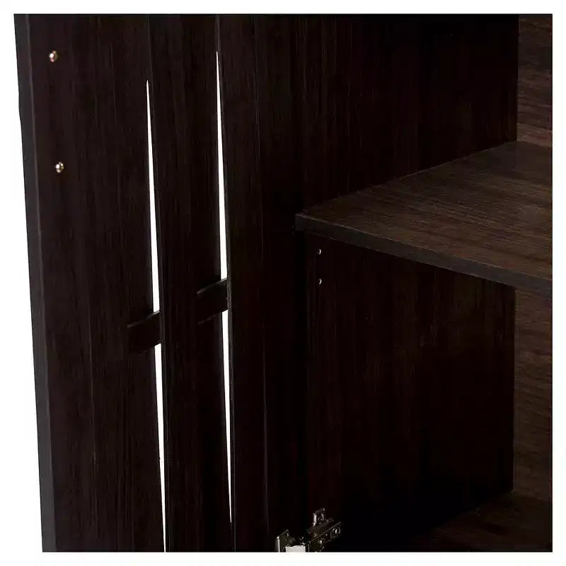 Bahut de rangement moderne et contemporain Excel – Brun foncé : Étagères fixes, bois composite, meubles de cuisine