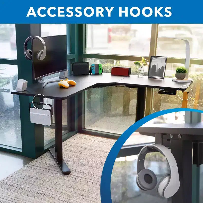 Bureau électrique réglable en hauteur pour coins, bureau debout automatique avec réglage en hauteur ergonomique et fluide de 72 à 120 cm