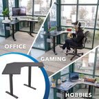 Bureau électrique réglable en hauteur pour coins, bureau debout automatique avec réglage en hauteur ergonomique et fluide de 72 à 120 cm